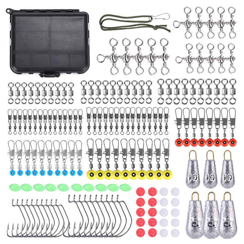 Raubfisch Zubehör Set – 160 Teile Komplett-Box (Jighacken, Bleie, Wirbel)