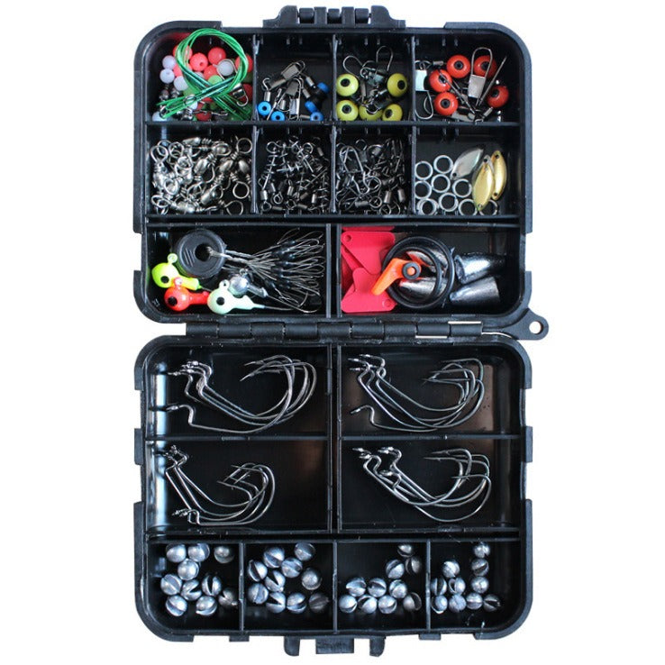 Raubfisch Zubehör Set – 160 Teile Komplett-Box (Jighacken, Bleie, Wirbel)