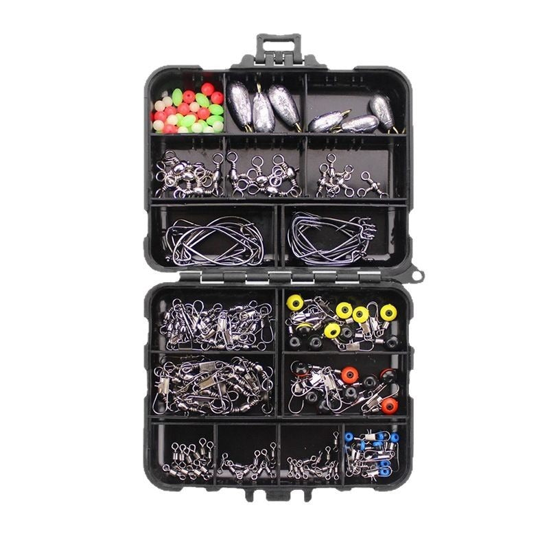 Raubfisch Zubehör Set – 160 Teile Komplett-Box (Jighacken, Bleie, Wirbel)